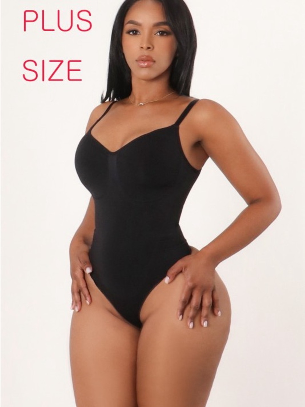 Plus Size Black Shapewear Bodysuit - Sleek Support U-TMYBDST-X